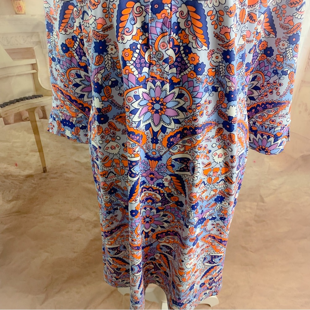 Talbots Collared Geometric Button Shirt Dress - Picture 4 of 11